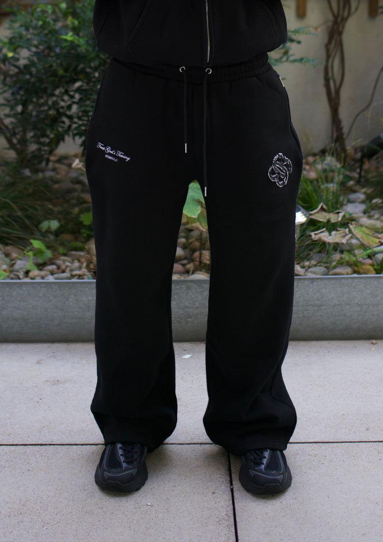 God's Timing Distressed Joggers - Matte Black