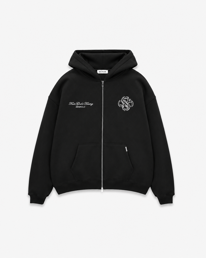 TGT Distressed Zip Hoodie - Black