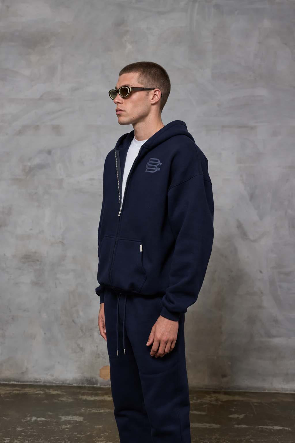 Bénir Club Basics Zip Hoodie - Navy