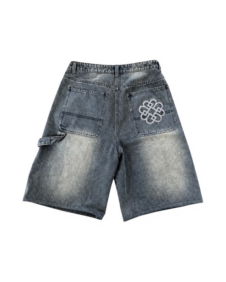 Oversized Denim Jorts - Rust Blue