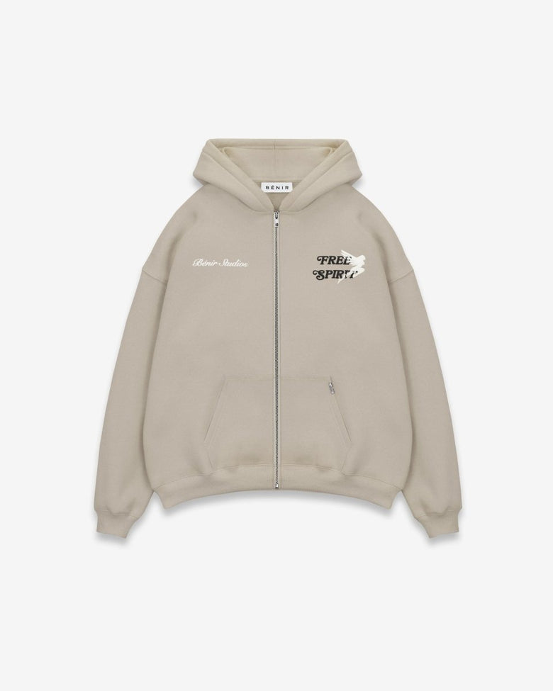 Freier Geist Zip Hoodie - Stein Beige