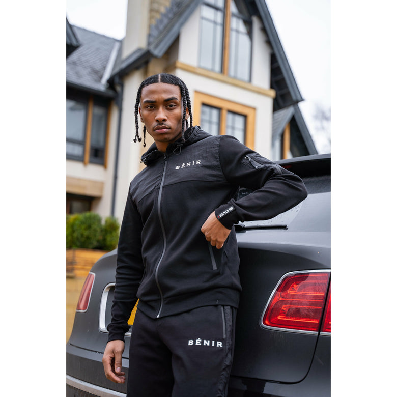 Tech Reißverschluss Hoodie - Schwarz