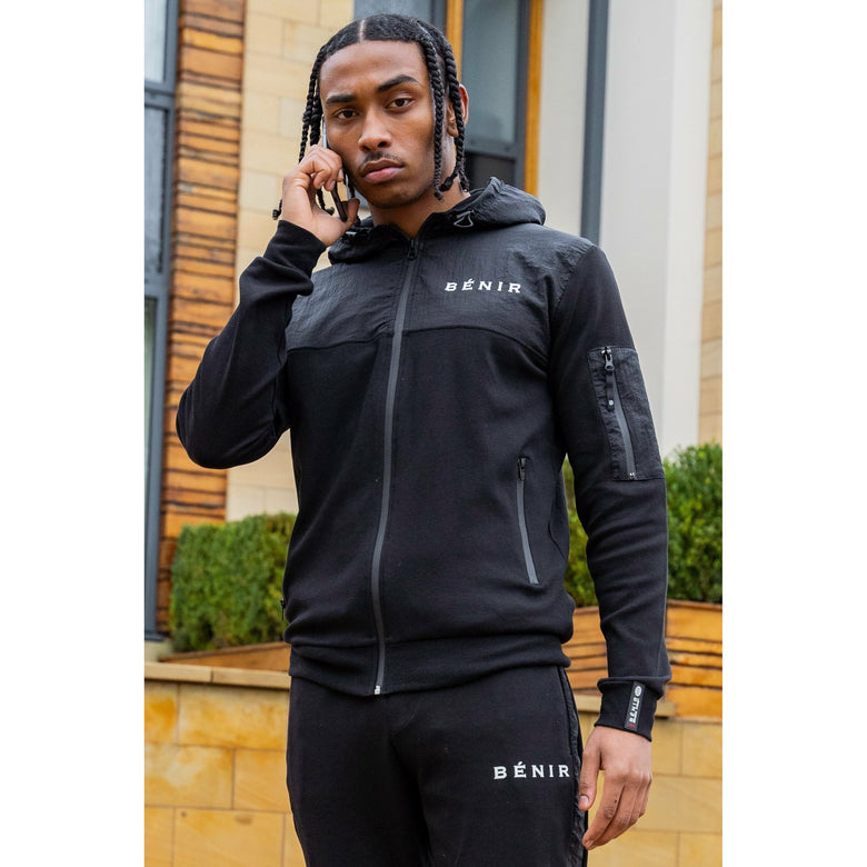 Tech Reißverschluss Hoodie - Schwarz